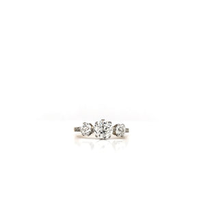 ANTIQUE EDWARDIAN TWO GOLD TONE DIAMOND TRINITY RING