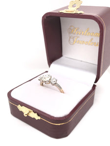 ANTIQUE EDWARDIAN TWO GOLD TONE DIAMOND TRINITY RING