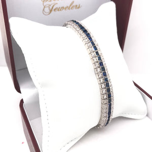 CONTEMPORARY DIAMOND AND FRENCH CUT SAPPHIRE BRACELET