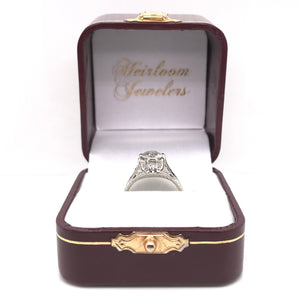 ANTIQUE ART DECO 1.25 CARAT DIAMOND AND SAPPHIRE FILIGREE SOLITAIRE STYLE PLATINUM RING