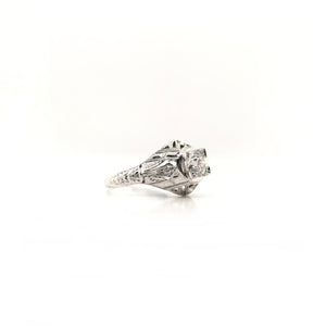 ANTIQUE ART DECO 0.65 CARAT DIAMOND SOLITAIRE STYLE FILIGREE RING
