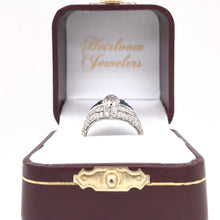 ART DECO STYLE DIAMOND AND SAPPHIRE RING FEATURING ANTIQUE 1.50 CARAT OLD MINE CUT DIAMOND