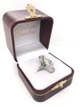ANTIQUE DIAMOND AND EMERALD FILIGREE DINNER RING