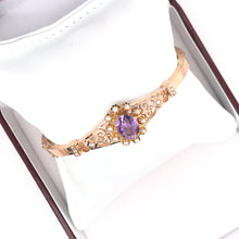 ANTIQUE ART NOUVEAU AMETHYST AND PEARL BANGLE BRACELET