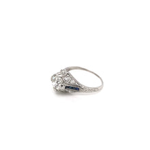 ANTIQUE ART DECO 1.25 CARAT DIAMOND AND SAPPHIRE FILIGREE SOLITAIRE STYLE PLATINUM RING