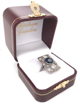 ART DECO 3 CARAT SAPPHIRE AND DIAMOND PLATINUM FILIGREE RING