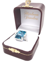 VINTAGE MID CENTURY SANTA MARIA AQUAMARINE AND DIAMOND COCKTAIL RING
