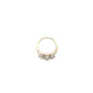 ANTIQUE EDWARDIAN TWO GOLD TONE DIAMOND TRINITY RING