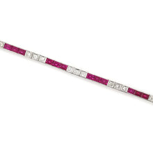 ANTIQUE ART DECO DIAMOND AND SYNTHETIC RUBY LINE BRACELET