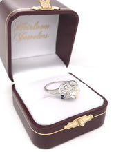 ANTIQUE ART DECO 1.50 CARAT DIAMOND AND SAPPHIRE PLATINUM FILIGREE RING