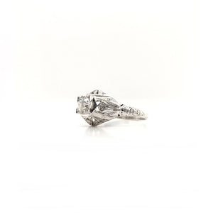 ANTIQUE ART DECO 0.65 CARAT DIAMOND SOLITAIRE STYLE FILIGREE RING