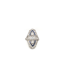 ANTIQUE ART DECO DIAMOND AND SAPPHIRE FILIGREE DINNER RING