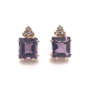AMETHYST & DIAMOND STUD EARRINGS