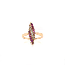 VICTORIAN RUBY DIAMOND AND ROSE GOLD NAVETTE RING