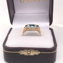 18K FILIGREE THREE STONE RING