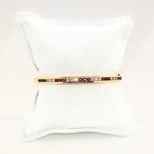 VINTAGE CHANNEL SET RUBY AND DIAMOND GOLD BANGLE
