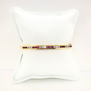 VINTAGE CHANNEL SET RUBY AND DIAMOND GOLD BANGLE