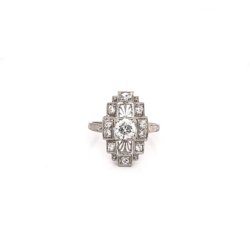 ART DECO 0.65 CARAT DIAMOND AND PLATINUM RING