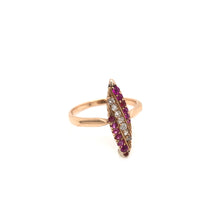VICTORIAN RUBY DIAMOND AND ROSE GOLD NAVETTE RING