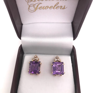 AMETHYST & DIAMOND STUD EARRINGS