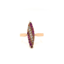 VICTORIAN RUBY DIAMOND AND ROSE GOLD NAVETTE RING