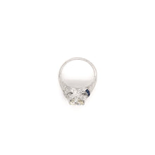 ANTIQUE ART DECO 1.50 CARAT DIAMOND AND SAPPHIRE PLATINUM FILIGREE RING