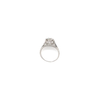 ANTIQUE ART DECO 1.25 CARAT DIAMOND AND SAPPHIRE FILIGREE SOLITAIRE STYLE PLATINUM RING