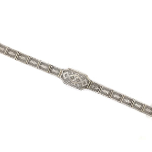 ANTIQUE 10K WHITE GOLD FILIGREE BRACELET