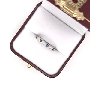 ANTIQUE STYLE MULTI CUT DIAMOND AND SAPPHIRE BAND