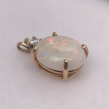 YELLOW GOLD OPAL & DIAMOND PENDANT