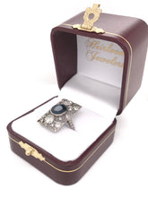 ART DECO 3 CARAT SAPPHIRE AND DIAMOND PLATINUM FILIGREE RING