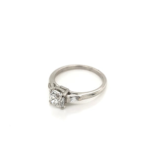 ANTIQUE ART DECO 0.91 CARAT OLD MINE CUT DIAMOND PLATINUM SOLITAIRE RING