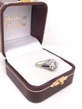 ANTIQUE ART DECO 1.25 CARAT DIAMOND AND SAPPHIRE FILIGREE SOLITAIRE STYLE PLATINUM RING