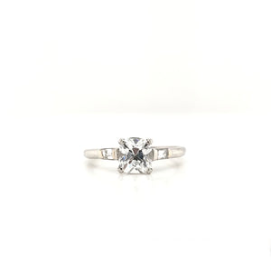 ANTIQUE ART DECO 0.91 CARAT OLD MINE CUT DIAMOND PLATINUM SOLITAIRE RING
