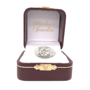 ANTIQUE ART DECO 1.70 CARAT DIAMOND PLATINUM FILIGREE RING