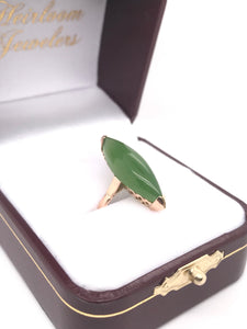MID CENTURY JADE NAVETTE RING