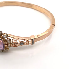 ANTIQUE ART NOUVEAU AMETHYST AND PEARL BANGLE BRACELET