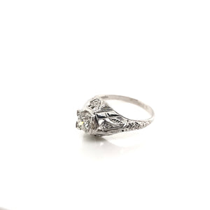 ANTIQUE ART DECO 0.65 CARAT DIAMOND SOLITAIRE STYLE FILIGREE RING