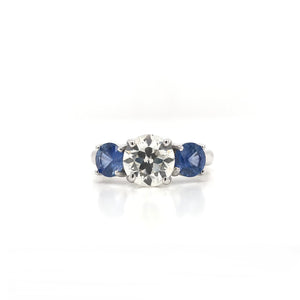 CONTEMPORARY STYLE 1.42 CARAT DIAMOND AND SAPPHIRE TRINITY RING