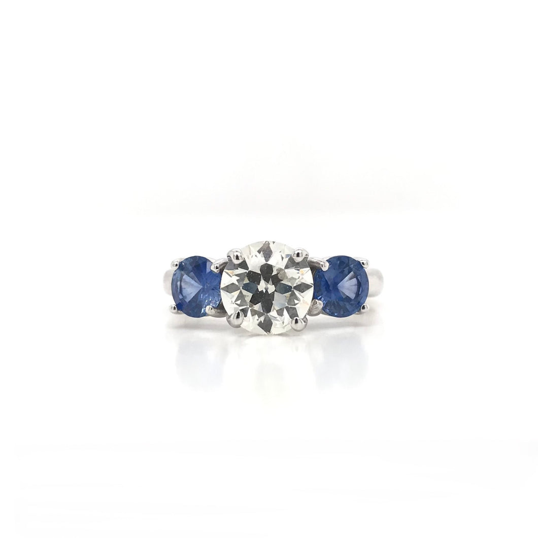 CONTEMPORARY STYLE 1.42 CARAT DIAMOND AND SAPPHIRE TRINITY RING