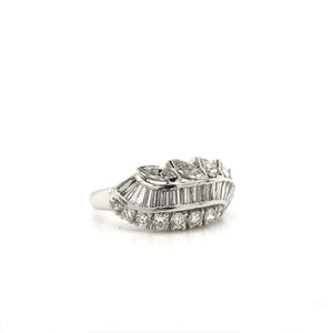 MID CENTURY MULTI CUT DIAMOND AND PLATINUM RING