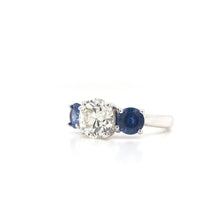 CONTEMPORARY STYLE 1.42 CARAT DIAMOND AND SAPPHIRE TRINITY RING