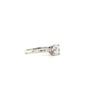 ANTIQUE ART DECO 0.91 CARAT OLD MINE CUT DIAMOND PLATINUM SOLITAIRE RING