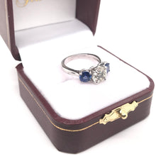 CONTEMPORARY STYLE 1.42 CARAT DIAMOND AND SAPPHIRE TRINITY RING