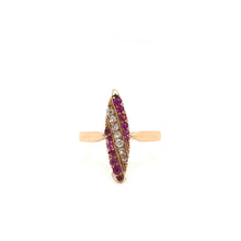 VICTORIAN RUBY DIAMOND AND ROSE GOLD NAVETTE RING