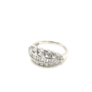 MID CENTURY MULTI CUT DIAMOND AND PLATINUM RING