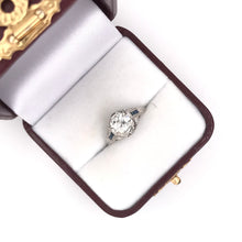 ANTIQUE ART DECO 1.25 CARAT DIAMOND AND SAPPHIRE FILIGREE SOLITAIRE STYLE PLATINUM RING