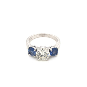 CONTEMPORARY STYLE 1.42 CARAT DIAMOND AND SAPPHIRE TRINITY RING