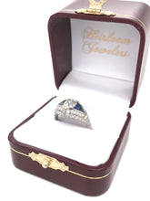 ART DECO STYLE DIAMOND AND SAPPHIRE RING FEATURING ANTIQUE 1.50 CARAT OLD MINE CUT DIAMOND