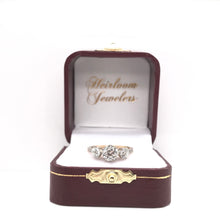ANTIQUE EDWARDIAN TWO GOLD TONE DIAMOND TRINITY RING